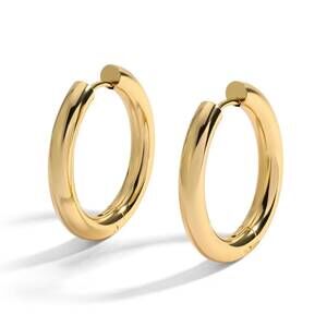 NEW EKLEXIC women's chunky water resistant huggie hoop earrings in gold